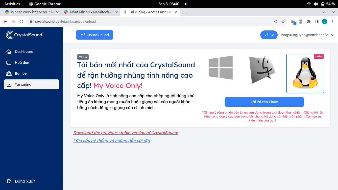 Download link for the CrystalSound on Linux